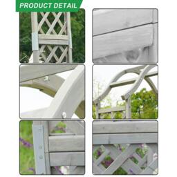 Rackhams Garden Arch Wooden Pergola Feature Trellis Rose Climbing Plant Grey Wood Archway - Grey - thumbnail 4