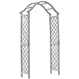 Rackhams Garden Arch Wooden Pergola Feature Trellis Rose Climbing Plant Grey Wood Archway - Grey