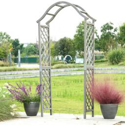 Rackhams Garden Arch Wooden Pergola Feature Trellis Rose Climbing Plant Grey Wood Archway - Grey - thumbnail 3