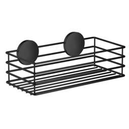 Rackhams Matt Black Stainless Steel Shower Basket Self Adhesive Wall Mounted