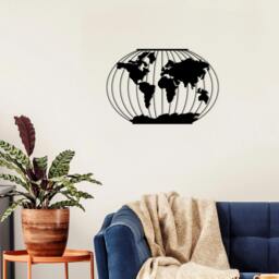 Rackhams Modern Metal Wall Art Meridian Theme Home Ornament Decorative Minimalist Design Hanging Wall Sculpture, Black - Metal - Black - thumbnail 2