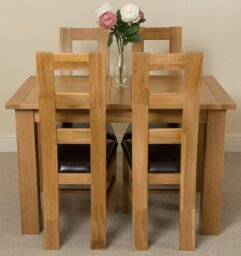Rackhams Hampton Small Oak Extending Dining Table with Yale Oak Chairs - Natural Oak - 4 chairs - thumbnail 2