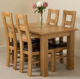 Rackhams Hampton Small Oak Extending Dining Table with Yale Oak Chairs - Natural Oak - 4 chairs - thumbnail 1