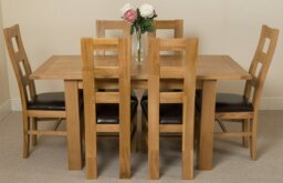Rackhams Hampton Small Oak Extending Dining Table with Yale Oak Chairs - Natural Oak - 4 chairs - thumbnail 4