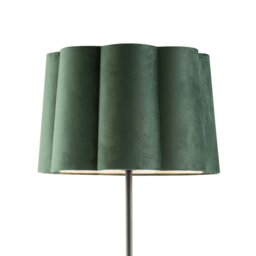 Rackhams Modern Matte Black Floor Lamp with Forest Green Velvet Scallop Shade - thumbnail 3