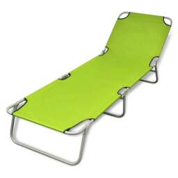 Rackhams Folding Sun Lounger Powder-coated Steel Apple Green - thumbnail 1