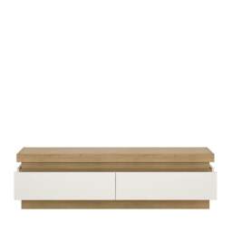 Rackhams Lyon 2 Drawer TV Cabinet in Riviera Oak/White High Gloss - 1 - thumbnail 2