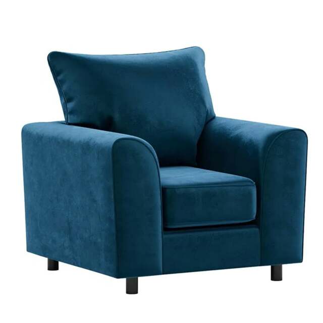 Rackhams Brooklyn Full Foam Plush Velvet Armchair - Blue - image 1