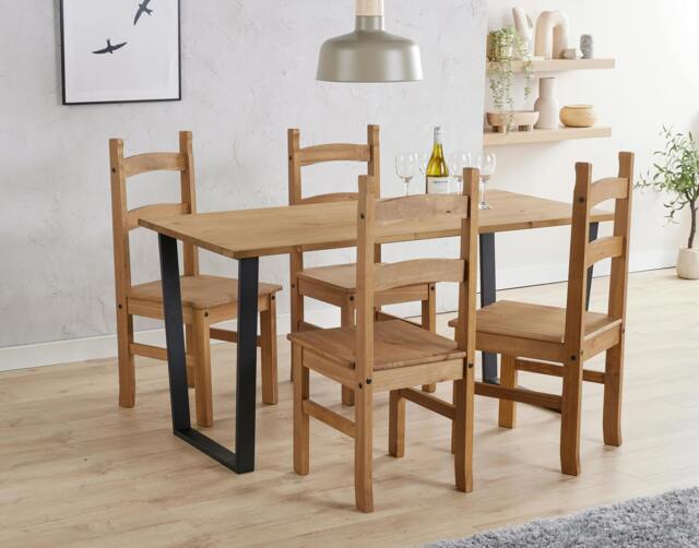 Rackhams Texas 5-Piece Dining Set, Table & 4 Chairs, Industrial Design
