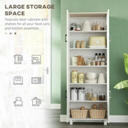 Rackhams Freestanding Kitchen Cupboard, 4-Door Storage Cabinet Organizer with Adjustable Shelves White - thumbnail 4