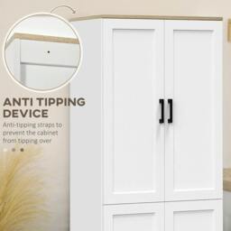 Rackhams Freestanding Kitchen Cupboard, 4-Door Storage Cabinet Organizer with Adjustable Shelves White - thumbnail 6