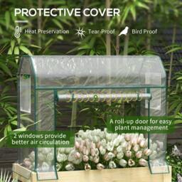 Rackhams Wooden Planter Box with Greenhouse Cover and Bed Liner, Raised Garden Bed for Vegetables, Flowers, Herbs - thumbnail 4