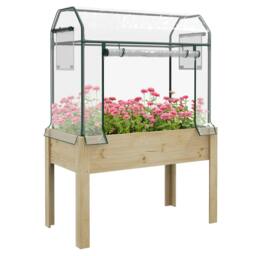 Rackhams Wooden Planter Box with Greenhouse Cover and Bed Liner, Raised Garden Bed for Vegetables, Flowers, Herbs - thumbnail 1