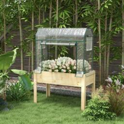 Rackhams Wooden Planter Box with Greenhouse Cover and Bed Liner, Raised Garden Bed for Vegetables, Flowers, Herbs - thumbnail 2