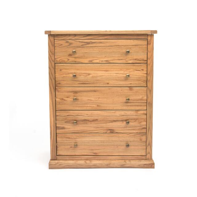 Rackhams Salerno 5 Drawer Chest of Drawers Brass Knob - Natural - image 1