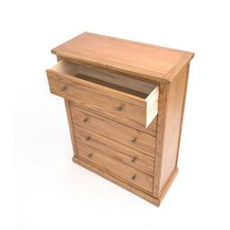 Rackhams Salerno 5 Drawer Chest of Drawers Brass Knob - Natural - thumbnail 4