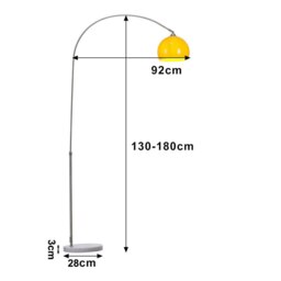 Rackhams 4ft-5ft Adjustable Arch LED Floor Lamp with Marble Base - Orange - 25 cm - thumbnail 5