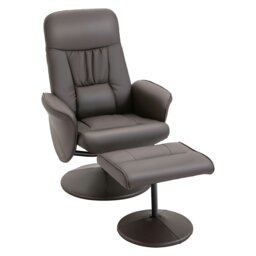 Rackhams PU Leather Armchair and Footrest Swivel Recliner - Black - PU, Sponge, Metal - thumbnail 6