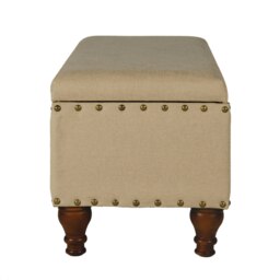 Rackhams Chelsea Storage Ottoman Bench - Tan/Brass Upholstered with flip lid - Tan/Brass - thumbnail 5