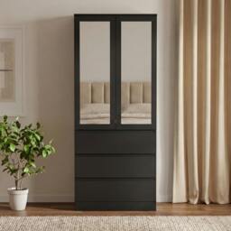 Rackhams Denver 2 Door 3 Drawer Mirrored Wardrobe - White - thumbnail 5