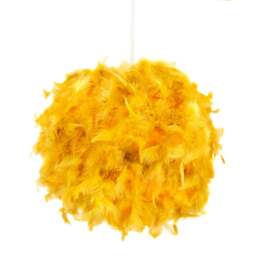 Rackhams Eye-Catching and Designer Small Ochre Feather Decorated Pendant Lighting Shade - thumbnail 2