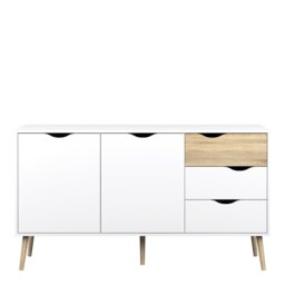 Rackhams Oslo Sideboard - Large - 3 Drawers 2 Doors in White and Oak - White - 147.2 - 1 - thumbnail 2