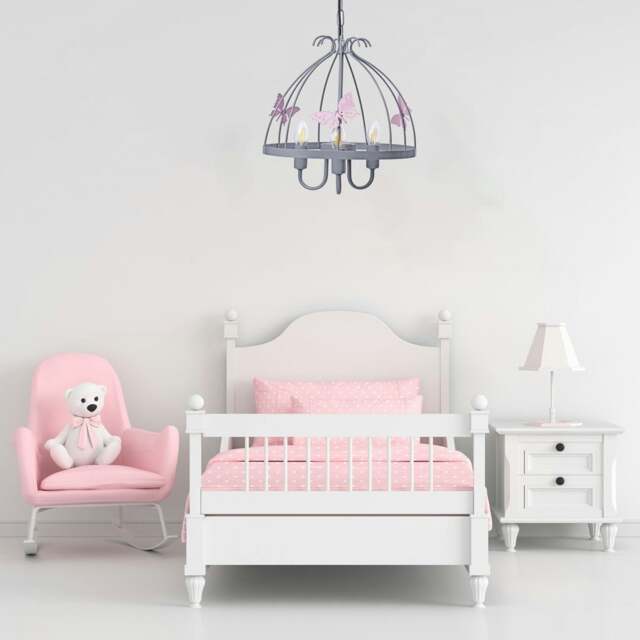 Rackhams Kago Pink/Grey Pendant Lamp Beautiful Hand Made Ceiling Light With A Butterfly Theme In Modern Grey And Baby Pink - image 1