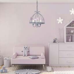 Rackhams Kago Pink/Grey Pendant Lamp Beautiful Hand Made Ceiling Light With A Butterfly Theme In Modern Grey And Baby Pink - thumbnail 4