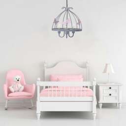 Rackhams Kago Pink/Grey Pendant Lamp Beautiful Hand Made Ceiling Light With A Butterfly Theme In Modern Grey And Baby Pink - thumbnail 1