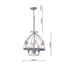 Rackhams Kago Pink/Grey Pendant Lamp Beautiful Hand Made Ceiling Light With A Butterfly Theme In Modern Grey And Baby Pink - thumbnail 6