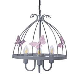 Rackhams Kago Pink/Grey Pendant Lamp Beautiful Hand Made Ceiling Light With A Butterfly Theme In Modern Grey And Baby Pink - thumbnail 3