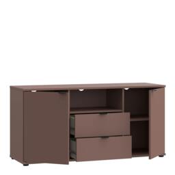 Rackhams Ganymede TV Unit with Open Shelf, 2 Drawers & 2 Doors in Terracotta - W 129.8 X  H 63.1 X  D 41.3cm - 1 - Manufactured Wood - thumbnail 4