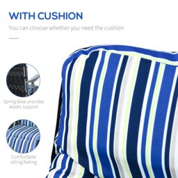 Rackhams Set of 2 Adjustable Sun Lounger Recliner Reclining Seat Blue and Cream - thumbnail 3