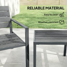 Rackhams 3 Pieces Garden Bistro Set for 2, Outdoor Bistro Table and Chairs - Dark Grey - 3 - Outdoor Bistro Set - thumbnail 6