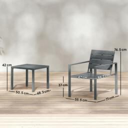 Rackhams 3 Pieces Garden Bistro Set for 2, Outdoor Bistro Table and Chairs - Dark Grey - 3 - Outdoor Bistro Set - thumbnail 4