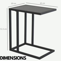 Rackhams Industrial C Shaped Side Table Marble Effect - thumbnail 5