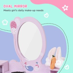 Rackhams Kids Dressing Table and Stool Set Make Up Desk with Storage (Pink) - thumbnail 4