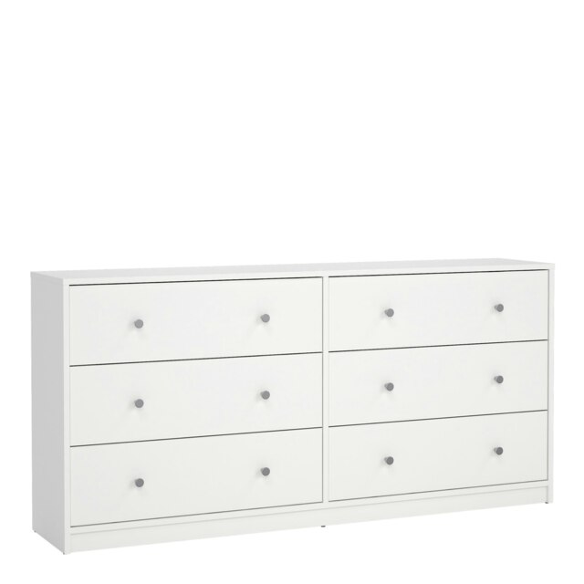 Rackhams May Chest of 6 Drawers (3+3) in White - White - Matt - Melamine - image 1