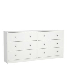 Rackhams May Chest of 6 Drawers (3+3) in White - White - Matt - Melamine - thumbnail 1