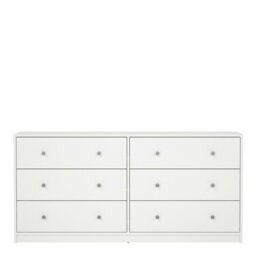 Rackhams May Chest of 6 Drawers (3+3) in White - White - Matt - Melamine - thumbnail 2
