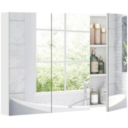 Rackhams Bathroom Mirror Cabinet with 4 Adjustable Shelves, White - White - Bathroom Mirror Cabinet - 1 - thumbnail 2