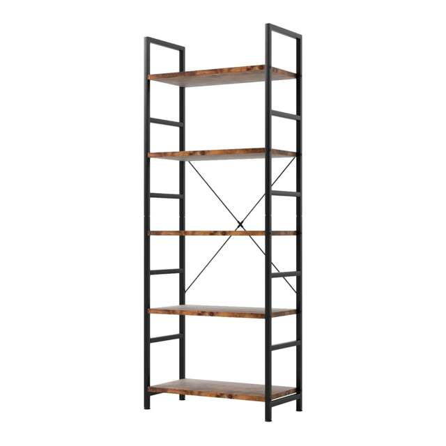 Rackhams Ladder Shelf Bookcase 5 Tier Bookshelf Display Cabinet Steel Heavy Duty - image 1