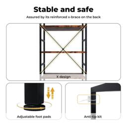 Rackhams Ladder Shelf Bookcase 5 Tier Bookshelf Display Cabinet Steel Heavy Duty - thumbnail 3