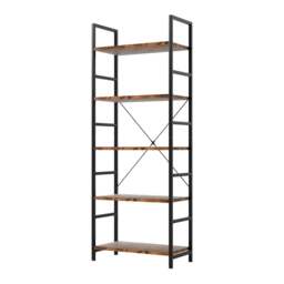 Rackhams Ladder Shelf Bookcase 5 Tier Bookshelf Display Cabinet Steel Heavy Duty - thumbnail 1