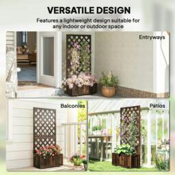 Rackhams Garden Planter with Trellis, 45L Raised Bed for Climbing Plants, Vines, Flowers, Outdoor Planter Box for Patio, Carbonised Finish - thumbnail 6