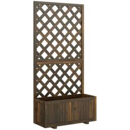 Rackhams Garden Planter with Trellis, 45L Raised Bed for Climbing Plants, Vines, Flowers, Outdoor Planter Box for Patio, Carbonised Finish - thumbnail 1