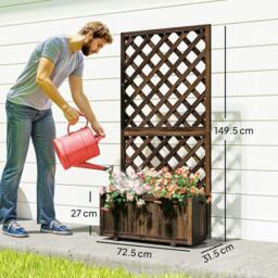 Rackhams Garden Planter with Trellis, 45L Raised Bed for Climbing Plants, Vines, Flowers, Outdoor Planter Box for Patio, Carbonised Finish - thumbnail 3