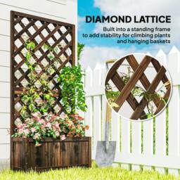 Rackhams Garden Planter with Trellis, 45L Raised Bed for Climbing Plants, Vines, Flowers, Outdoor Planter Box for Patio, Carbonised Finish - thumbnail 4