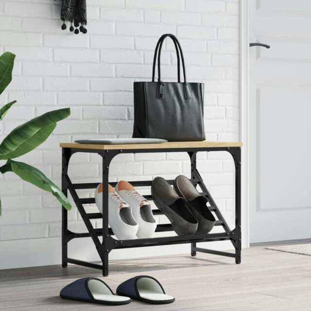 Rackhams Shoe Rack Sonoma Oak 60x30x45 cm Engineered Wood