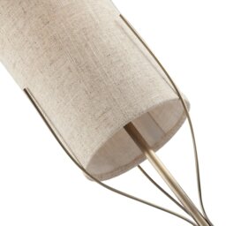 Rackhams Sleek Antique Brass Metal Table Lamp with Cylindrical Linen Shade - thumbnail 5